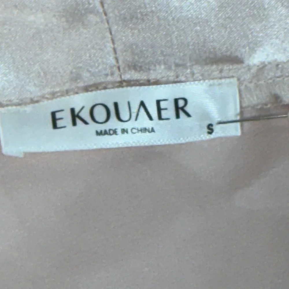Ekouaer Womens Pink Satin Robe & Nightgown Set Lace‎ Trim Lingerie Size S